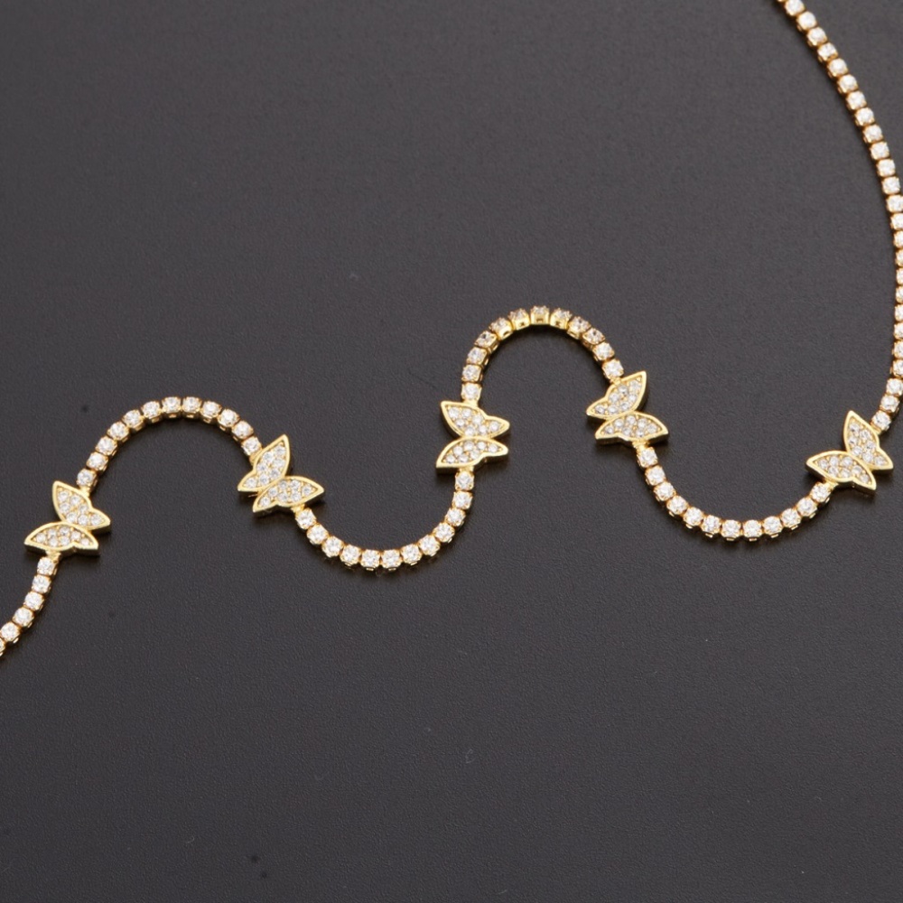 Gold plated Tennis necklace with dainty butterflies
